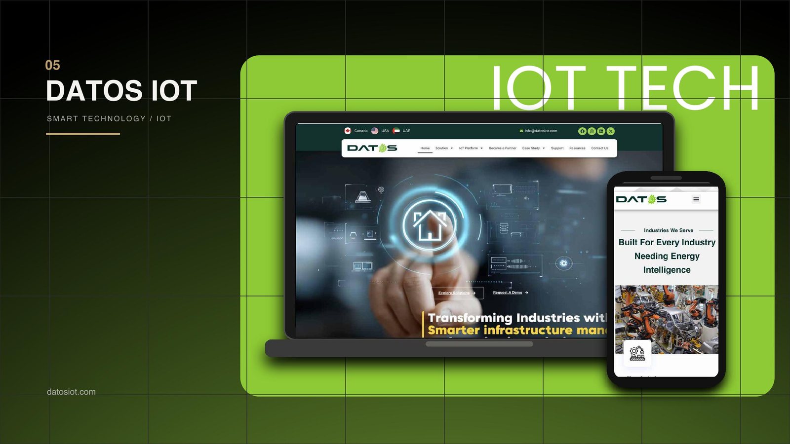 Datos IoT 1 — smart technology website, IoT solutions website, SaaS website design