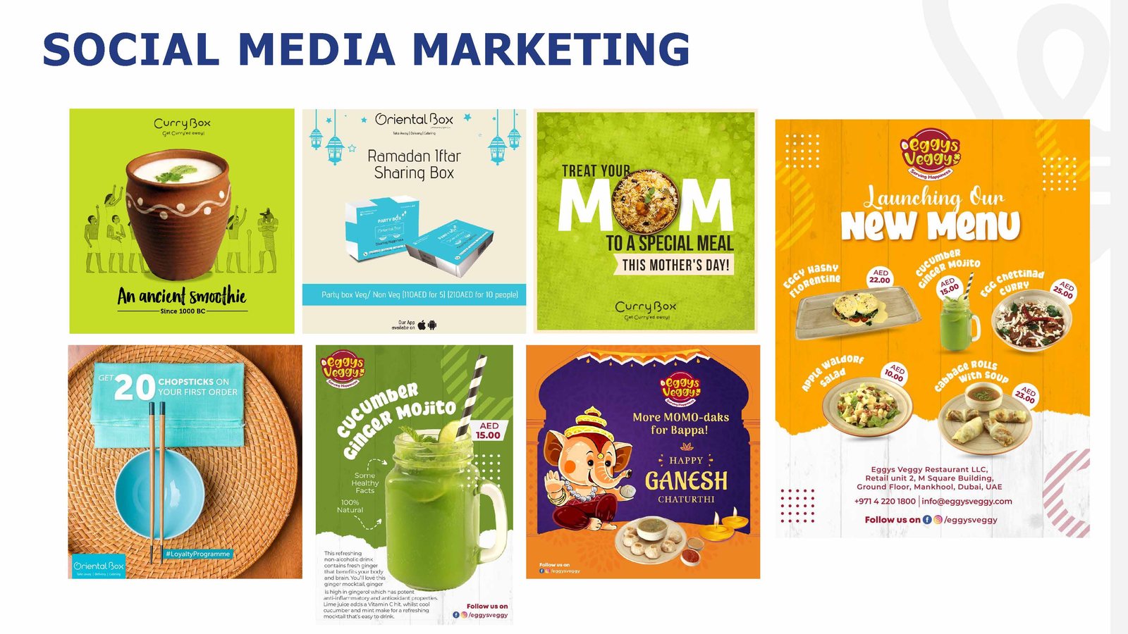 Eggys Veggy 1 — restaurant social media marketing Dubai, food poster design, F&B digital marketing