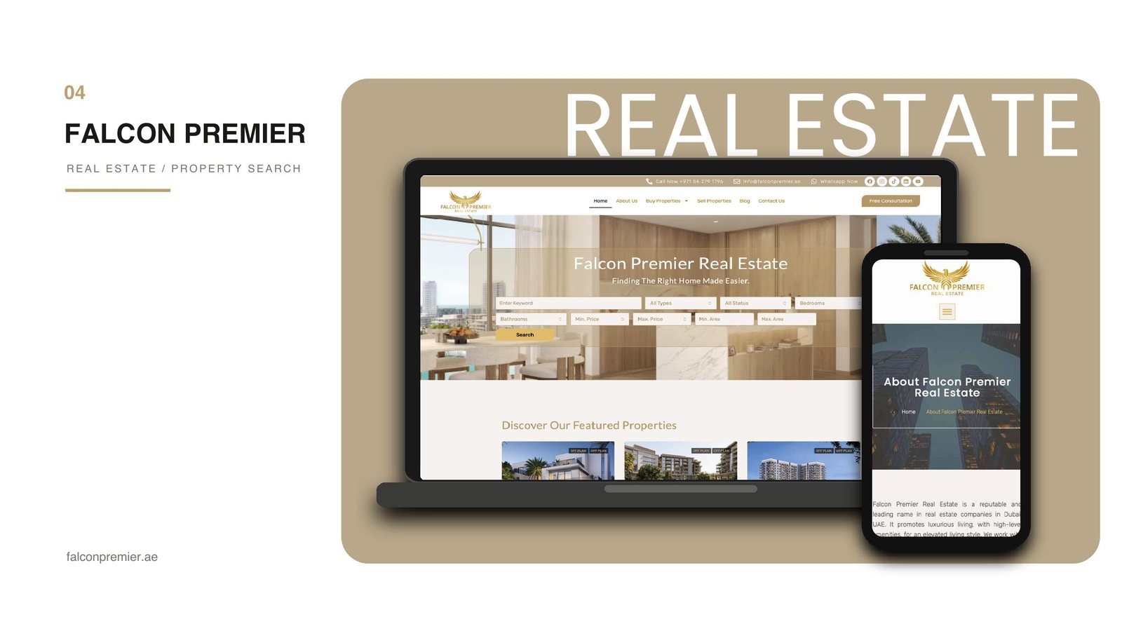 Falcon Premier 1 — real estate marketing Dubai, property website design, real estate social media ads, luxury property branding