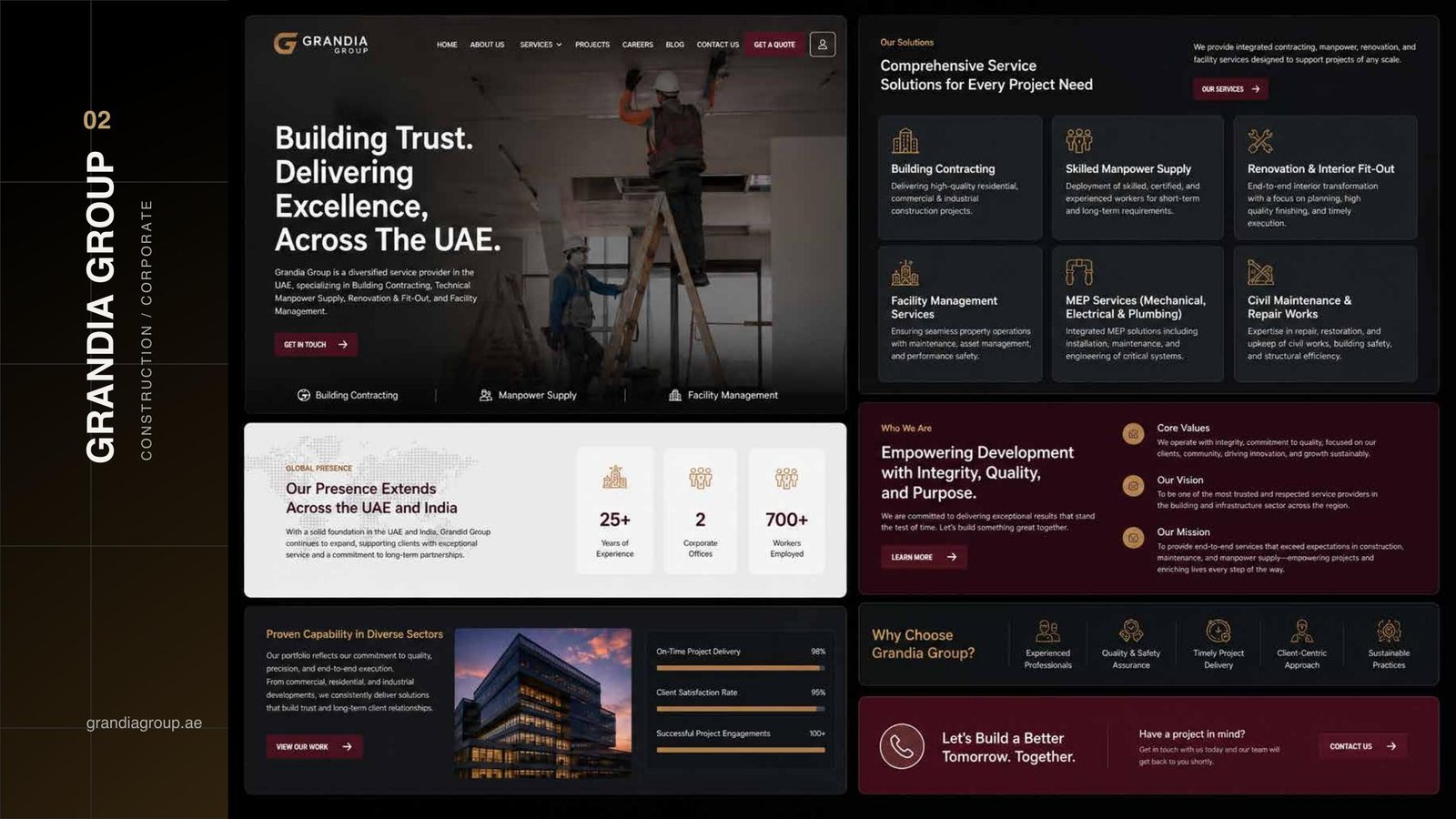Grandia Group 2 — corporate website design UAE, construction company website, business group branding
