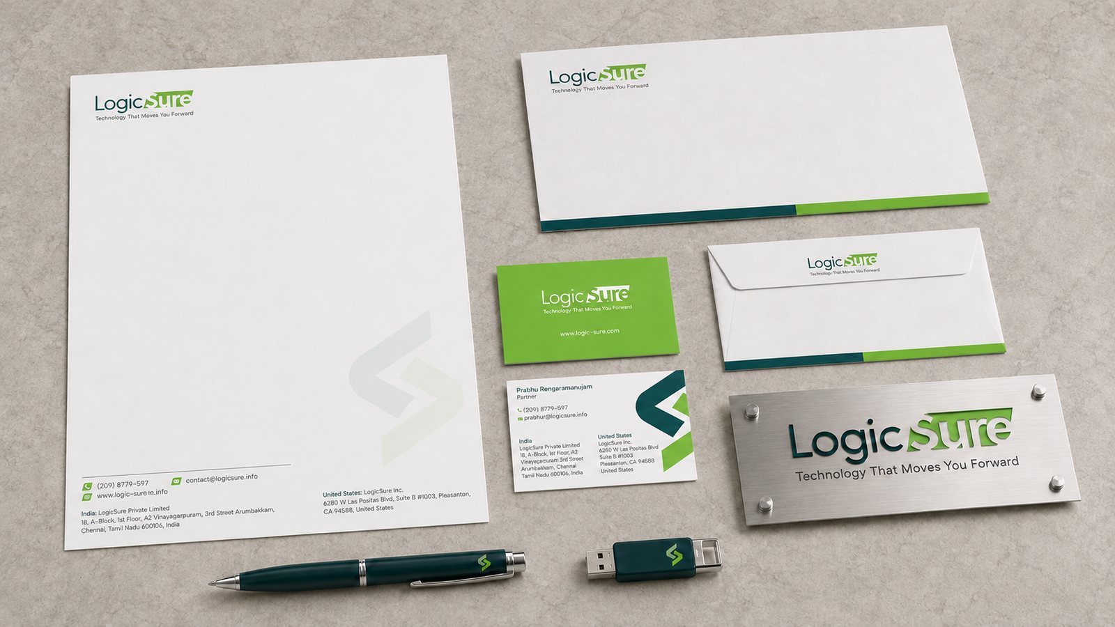 LogicSure 2 — technology logo design, corporate stationery design, brand identity design India